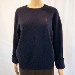 Vintage Ralph Lauren Polo Sport Lambswool Wool Navy Sweater size L Like New